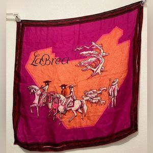 Holly Hoelscher Silk Scarf Pink La Brea  Horseman Shepard Ranch Tree Square 30”